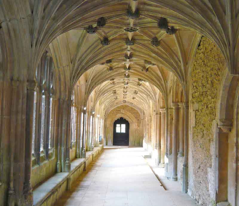 The cloisters in bright sunlight.